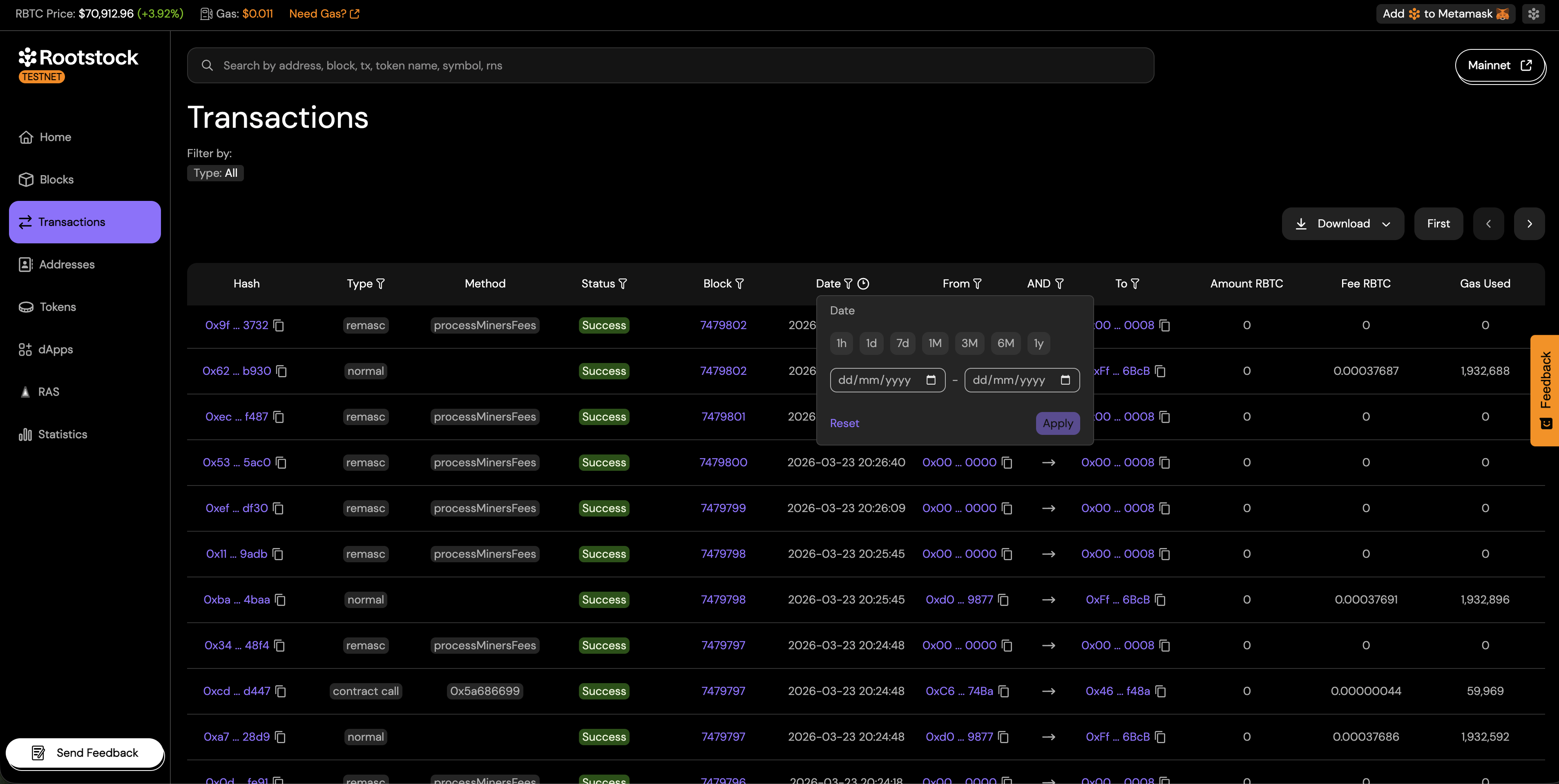 Advanced Transactions Filter: Date